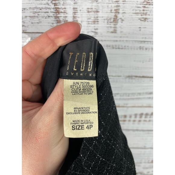 Vintage Teddi Black Sparkle Maxi Dress New 4P 90s Y2K Prom Formal Whimsigoth - Picture 6 of 7